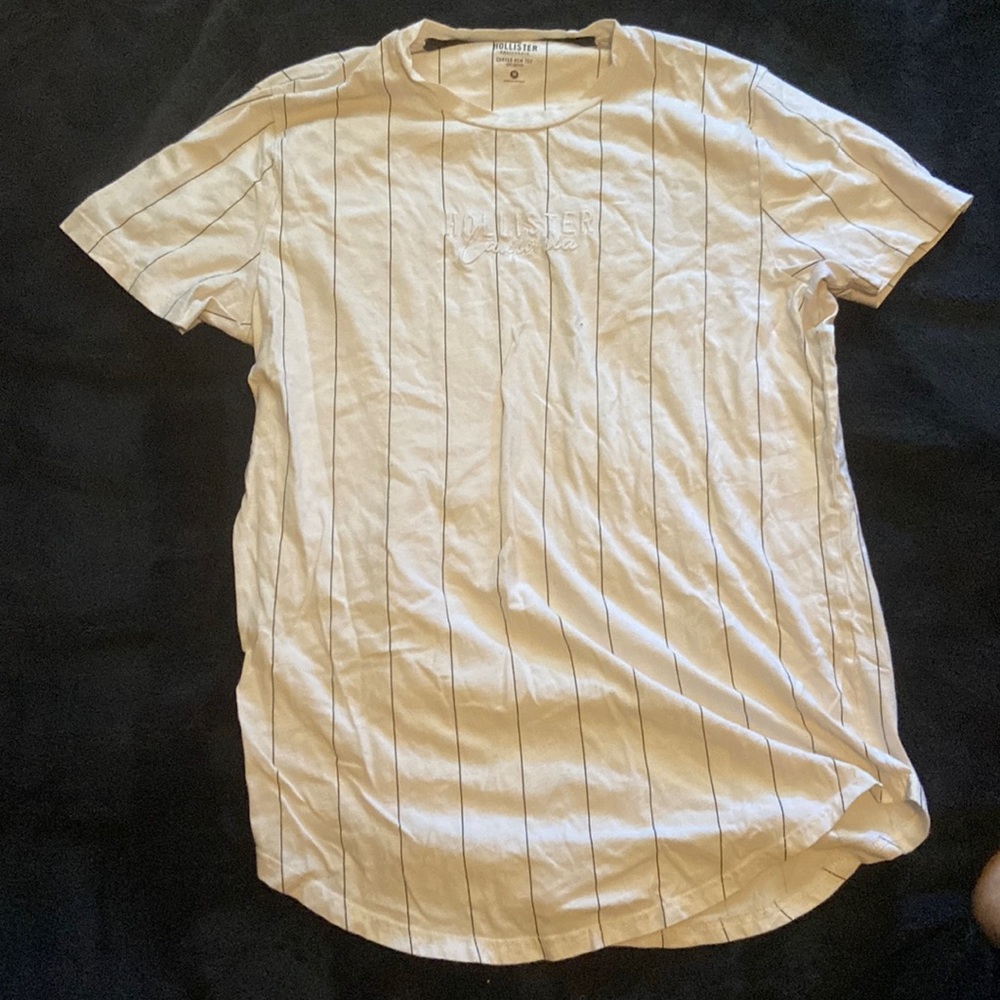 Hollister white pinstripe t shirt